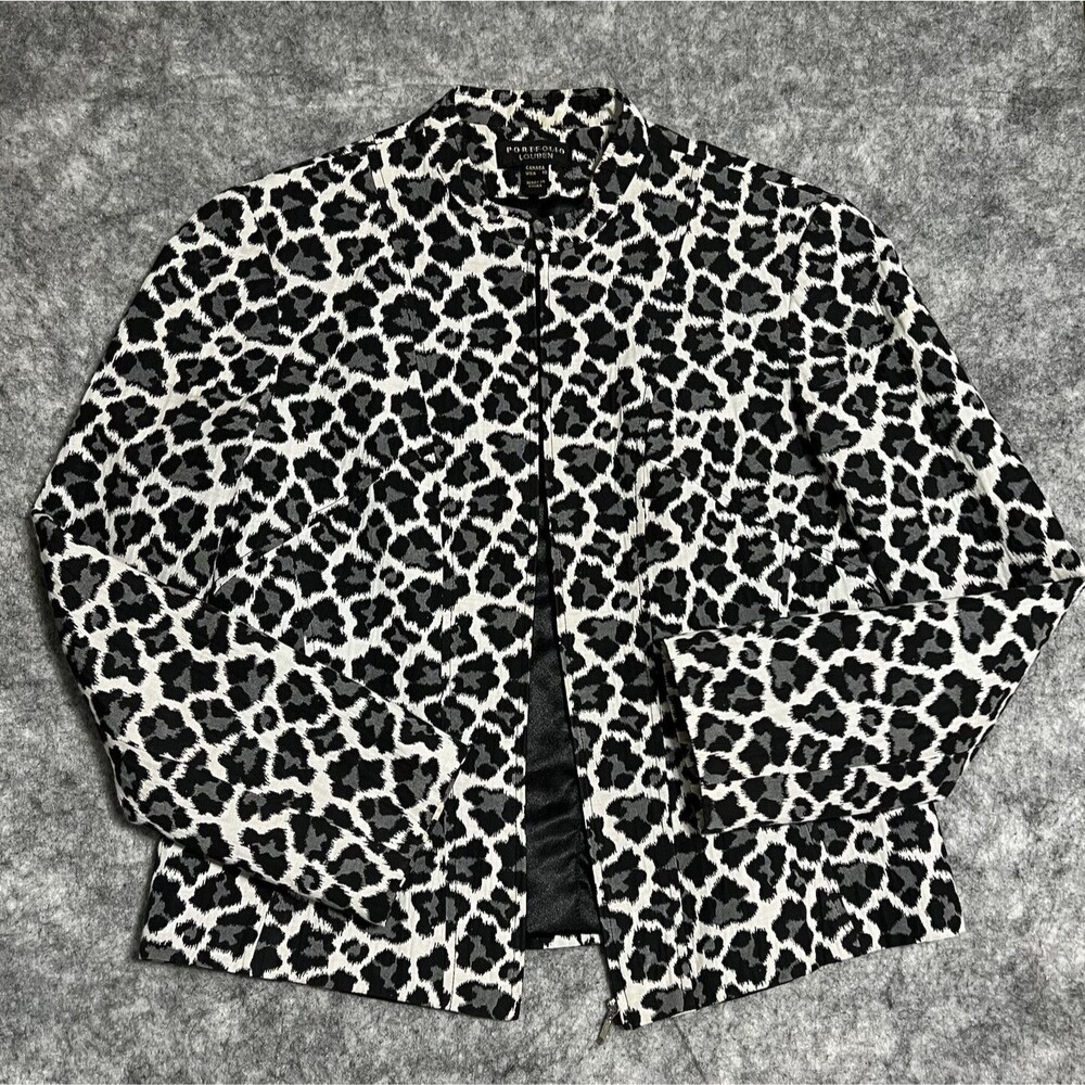 VINTAGE Louben Portfolio Blazer Jacket Women's 10 Multi Animal Print Office